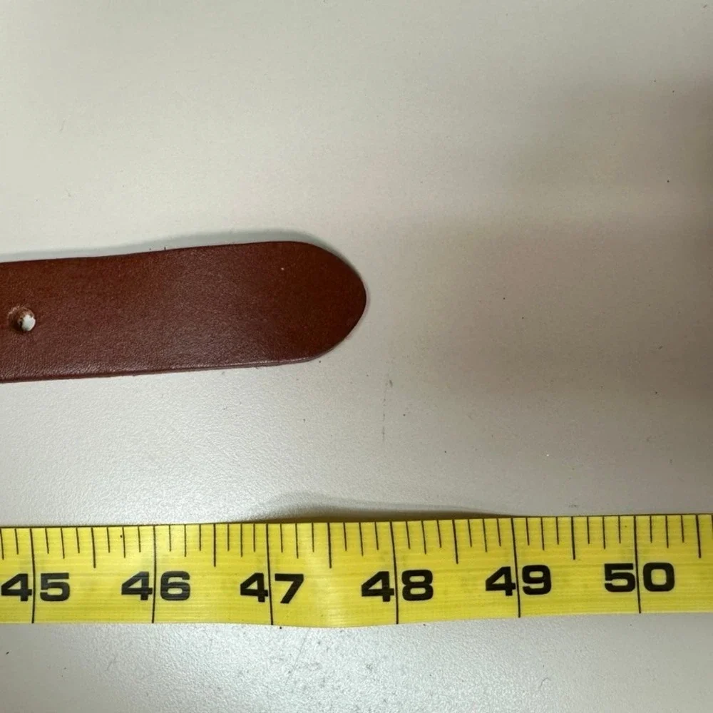 Leather Man Limited Navy Lobster Ribbon Belt Brown Leather Brass Buckle Size 42
